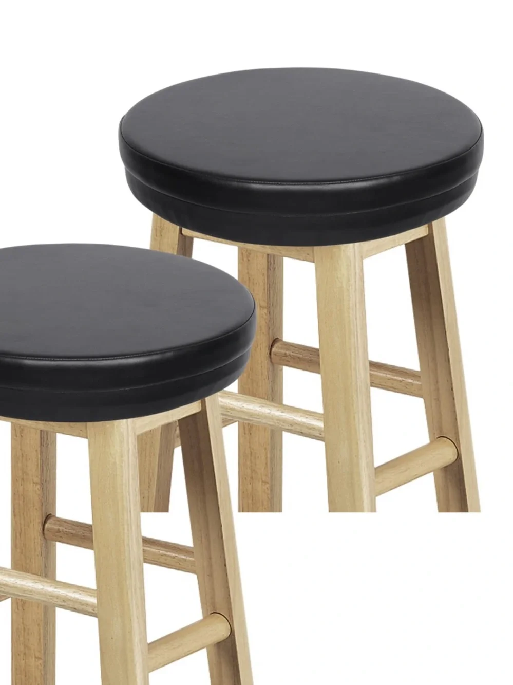 Barstool Cushion Set Round Foam Padded Seat Covers Waterproof Faux Leather BLACK